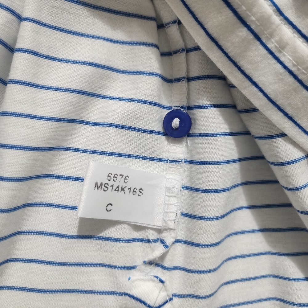 Peter Millar Men Polo Shirt Blue White Stripe Cotton Golf Short Sleeve Size L - Picture 4 of 7